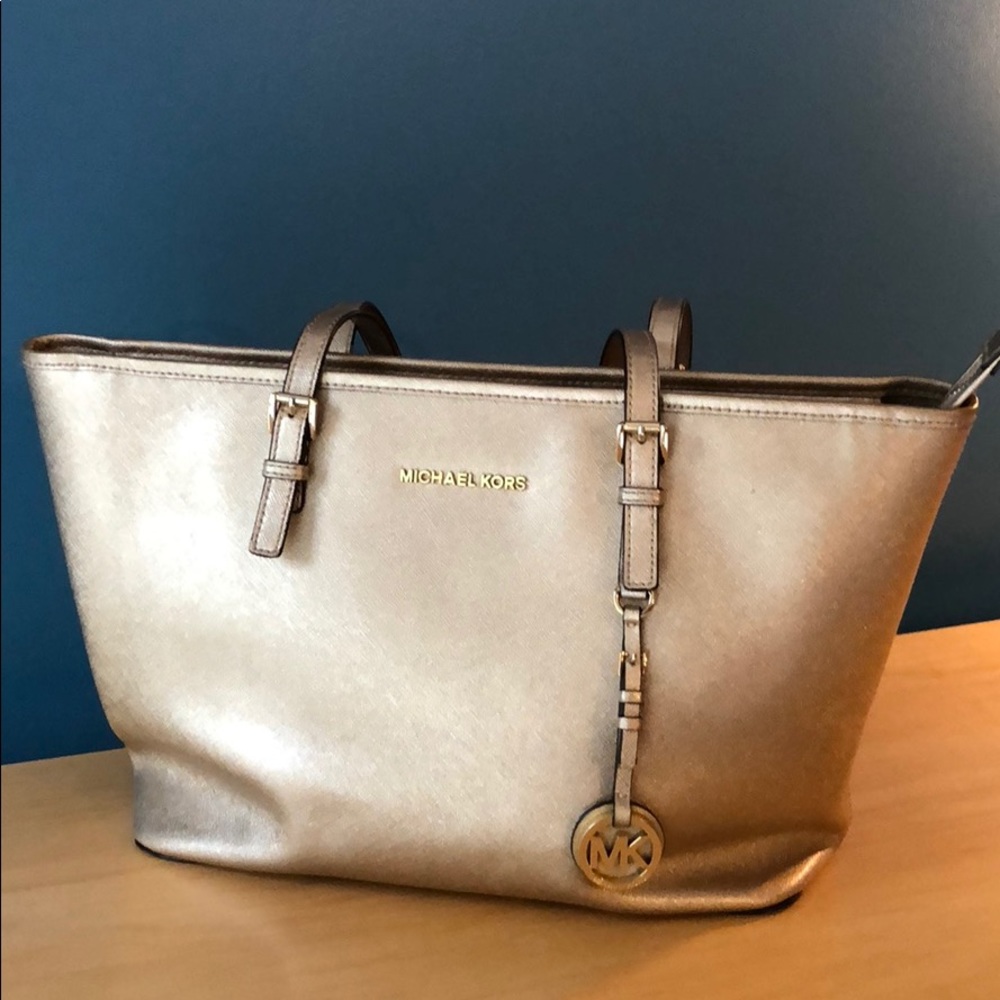 Michael Kors Gold Metallic Tote Bag